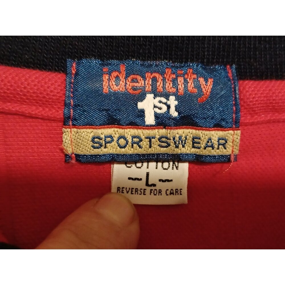 Vintage identity 1st Sportswear Mens Large Cotton Short Sleeve Red Polo Shirt - Picture 3 of 4